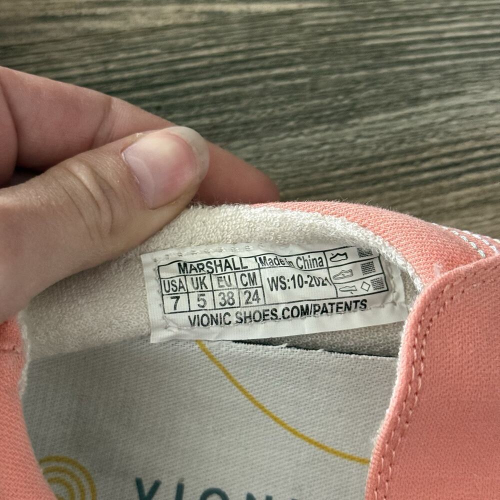 Vionic Beach Marshall Coral Pink Washable Canvas Slip-On Shoes Size 7 - Picture 6 of 6